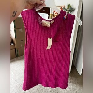 Anthropologie Maeve Size XL Pink Knit Cutout Top